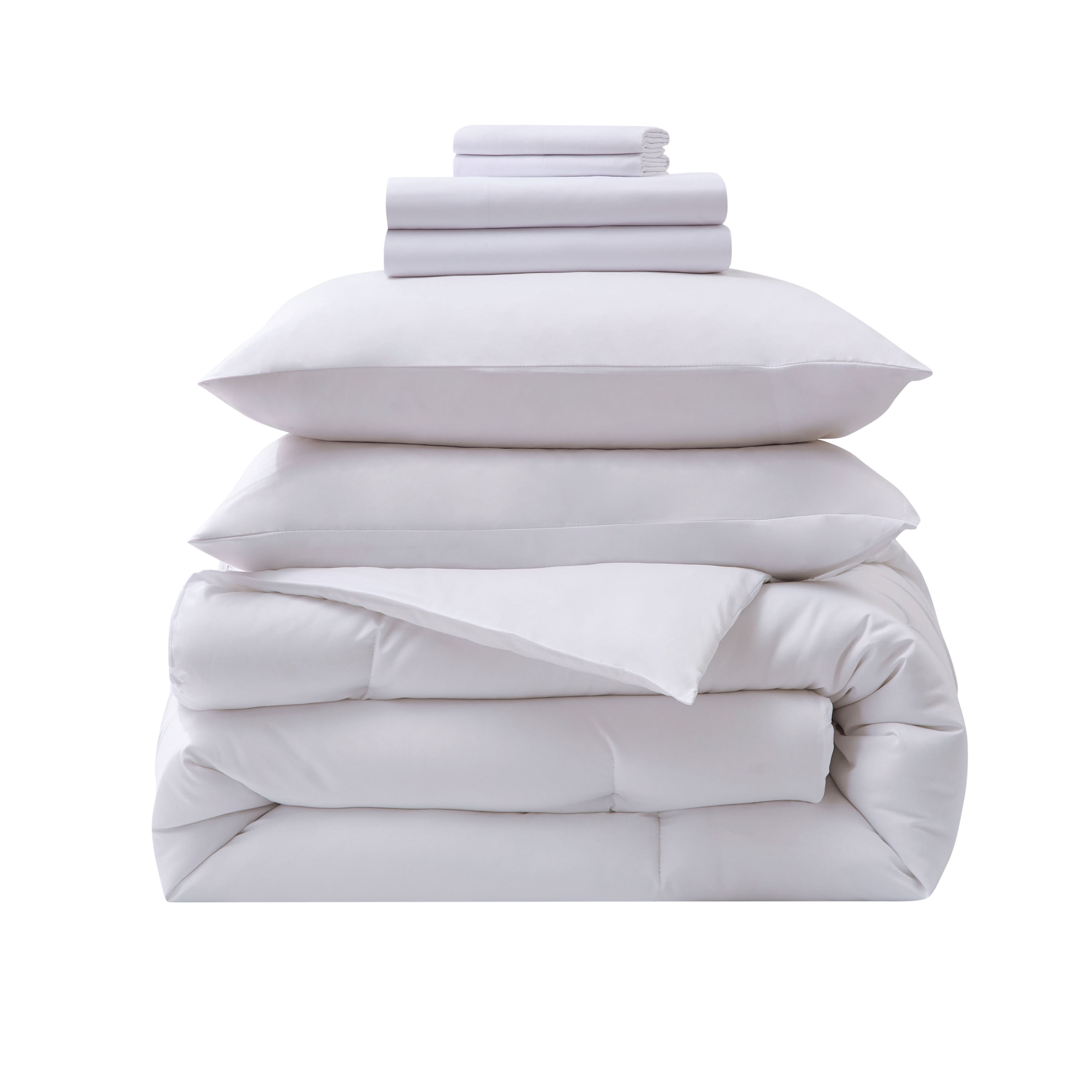 LammaLoe Full Comforter Set, 7 Piece Bed in a Bag, Ultra Soft Bedding Comforter Set with Sheets, All Season Bed Set, White