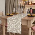 thumbnail image 2 of Light Brown Flowers Table Runner 90 Inches Long,Rustic Boho Ethnic Middle Century Cotton Linen Table Runners Dresser Scarves,Fabric Tabletop Scarf Furniture Cover for Home Dinner Party 13"x90", 2 of 9