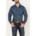 thumbnail image 3 of Rock & Roll Denim Men's And Paisley Print Long Sleeve Pearl Snap Stretch Western Blue Medium, 3 of 4