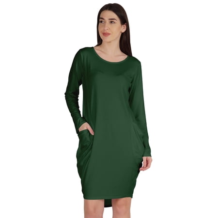 Inkmeso Long Sleeve Midi Tshirt Dress With Pockets Plus Size High Low Baggy Jersey Dress