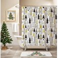 thumbnail image 2 of Christmas Tree Shower Curtain Mustard Yellow Black Christmas Tree New Year and Merry Christmas Polyester Fabric Bathroom Shower Curtain 72X72 Inches with 12pcs Hooks, 2 of 6