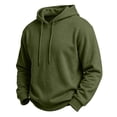 thumbnail image 5 of Hoodie for Men Pullover Fleece Sweatshirt with Pockets Long Sleeve Casual Athletic Top, Army Green-L, 5 of 9