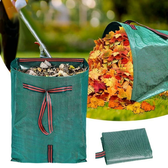 KANCOKIT 1 Packs Yard Waste Bags, 72 Gallon Heavy Duty Reusable Garden Lawn Leaf Bags Collapsible Trash Can, Green