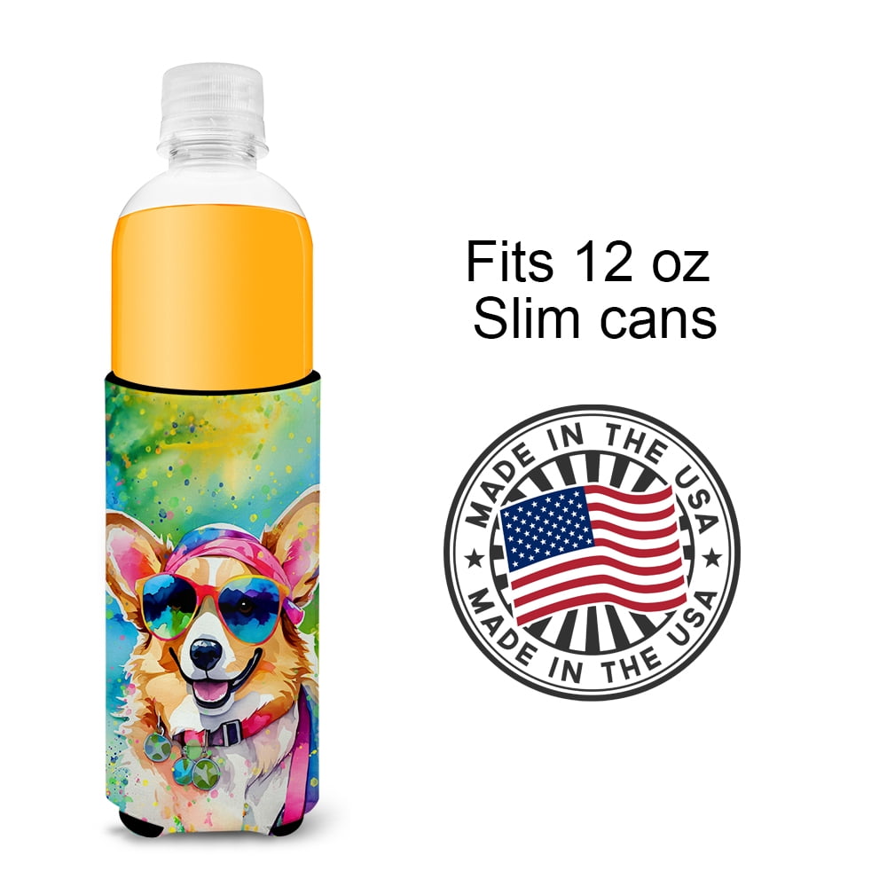 Corgi Hippie Dawg Hugger for Ultra Slim Cans 4 in x 6.5 in