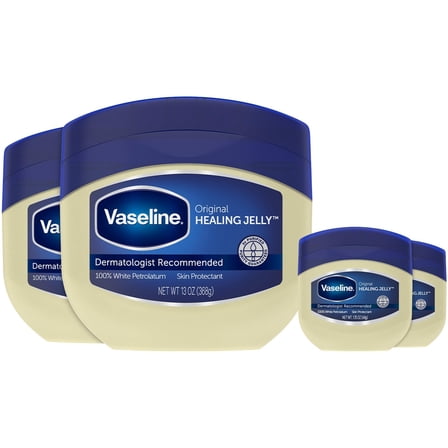 Vaseline Petroleum Jelly 2-Size SAF21 Variety 4-Pack - Hypoallergenic Skin Protectant, Unscented Healing Ointment for Beauty & Personal Care