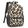 thumbnail image 2 of Brown and Beige Leopard Print 17" School Backpacks for Teens,Waterproof Oxford Fabric,S-Shape Padded Straps for School,Travel,Hiking,Camping, 2 of 6