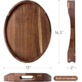 thumbnail image 2 of Acacia Wood Serving Tray with Handles - 17'' x 13'' Round, Decorative Ottoman Trays for Breakfast, Home Decor, Tea Party, Coffee Table, Candle Display, Kitchen Counter Board, 2 of 5