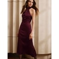 thumbnail image 4 of Elegant Red Halter Neck High-Low Maxi Dress With Draped Detail For Formal Evening Wear, 4 of 7