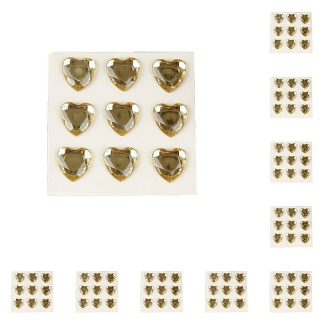 tredstone 10 Sheets Rhinestone Stickers Children Hand Acrylic Decals Three-dimensional Student DIY Love Heart Crafts Label Table Party Light Coffee