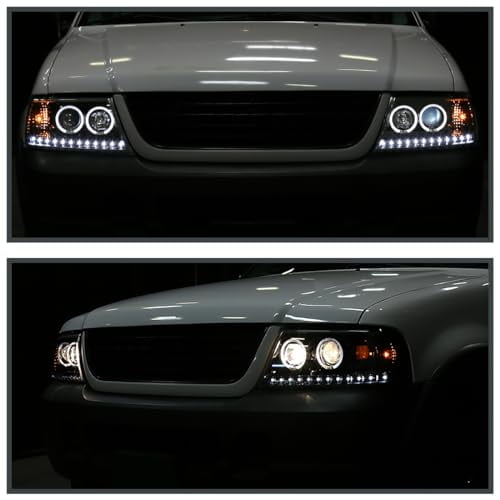 SPEC-D TUNING Jet Black LED Halo Projector Headlights Compatible with 2002-2005 Ford Explorer, Left   Right Pair Headlamps Assembly
