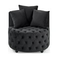 thumbnail image 4 of Kumix Velvet Upholstered Swivel Chair for Living Room, with Button Tufted Design and Movable Wheels, Including 3 Pillows, Lazy Swivel Chair for Kids Teens Adults, Black, 4 of 7