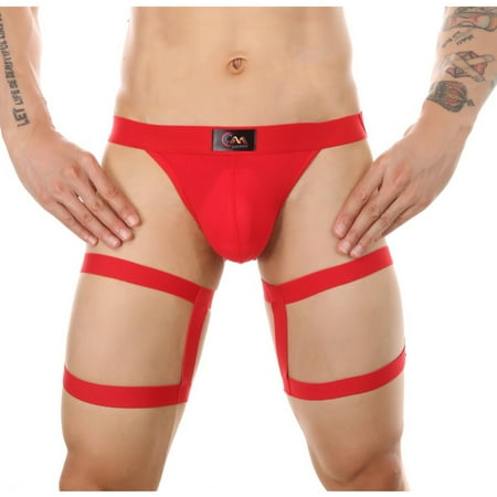 

AnuirheiH Steel Ring Hollowed Out Men s Lingerie Solid T-pants Low Waist Large Bag Bound Leg Belt Double T-pants 4-6$ off 2nd