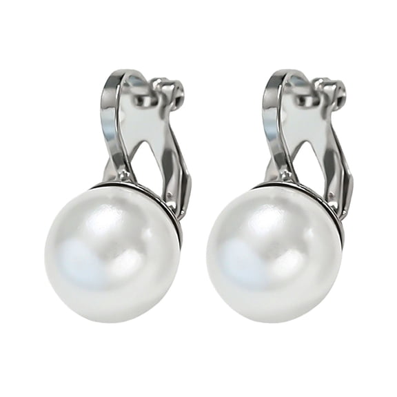 Joernso 1 Pair Women Ear Studs Faux Pearl Ear Clips Anti-rust Alloy Simple Style Formal Commute Earrings Lady Dating Travel Stud Earrings Ear Jewelry