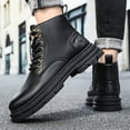 thumbnail image 5 of Oyedens Motorcycle Riding Combat Boots for Men Fashion Casual Leather Lace up Mid Calf Ankle Booties, 5 of 6