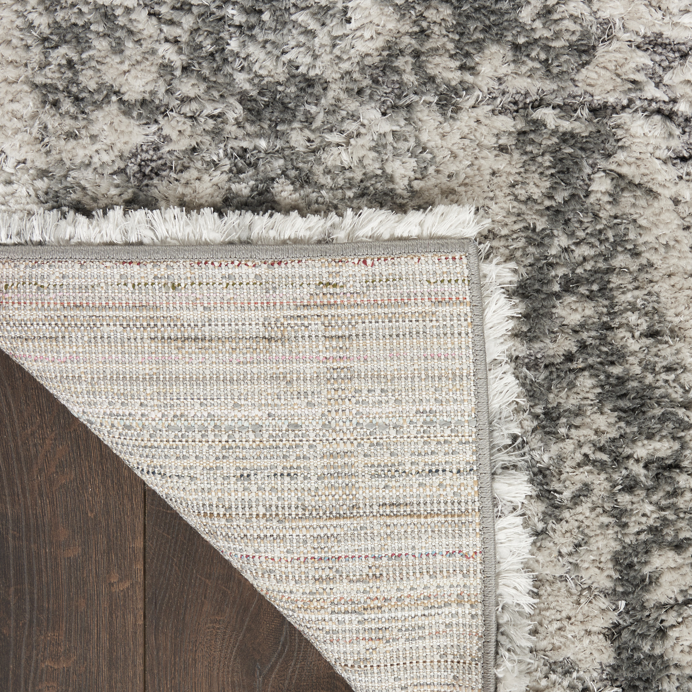 Nourison Luxurious Shag 9' x 12' Ivory Charcoal Shag Indoor Rug