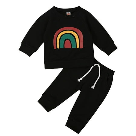 

Baby Boys Girls Set Long Sleeve Round Neck Lace Up Elastic Head Long Pants