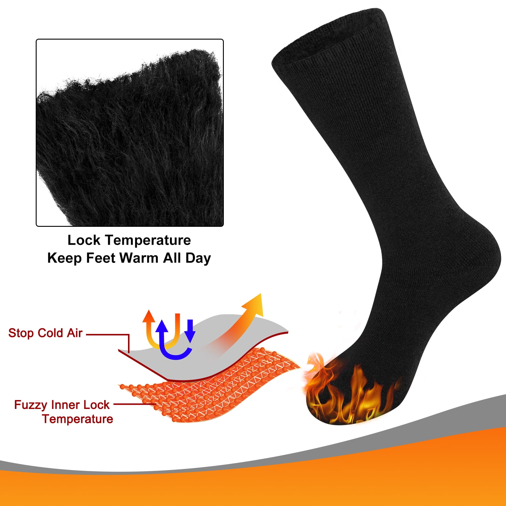 KOITHOT 3 Pack Thermal Socks for Men & Women, Thick Warm Winter Socks for Cold Weather