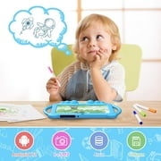 7 Inch Kids Tablet, Android Toddler Tablet for Kids, 4GB RAM+32GB ROM, Quad-core Processor, Parental Control, 1024x600 HD Screen, 3000mAh Battery, 8MP Camera Tablets PC with Silicone Case, Blue