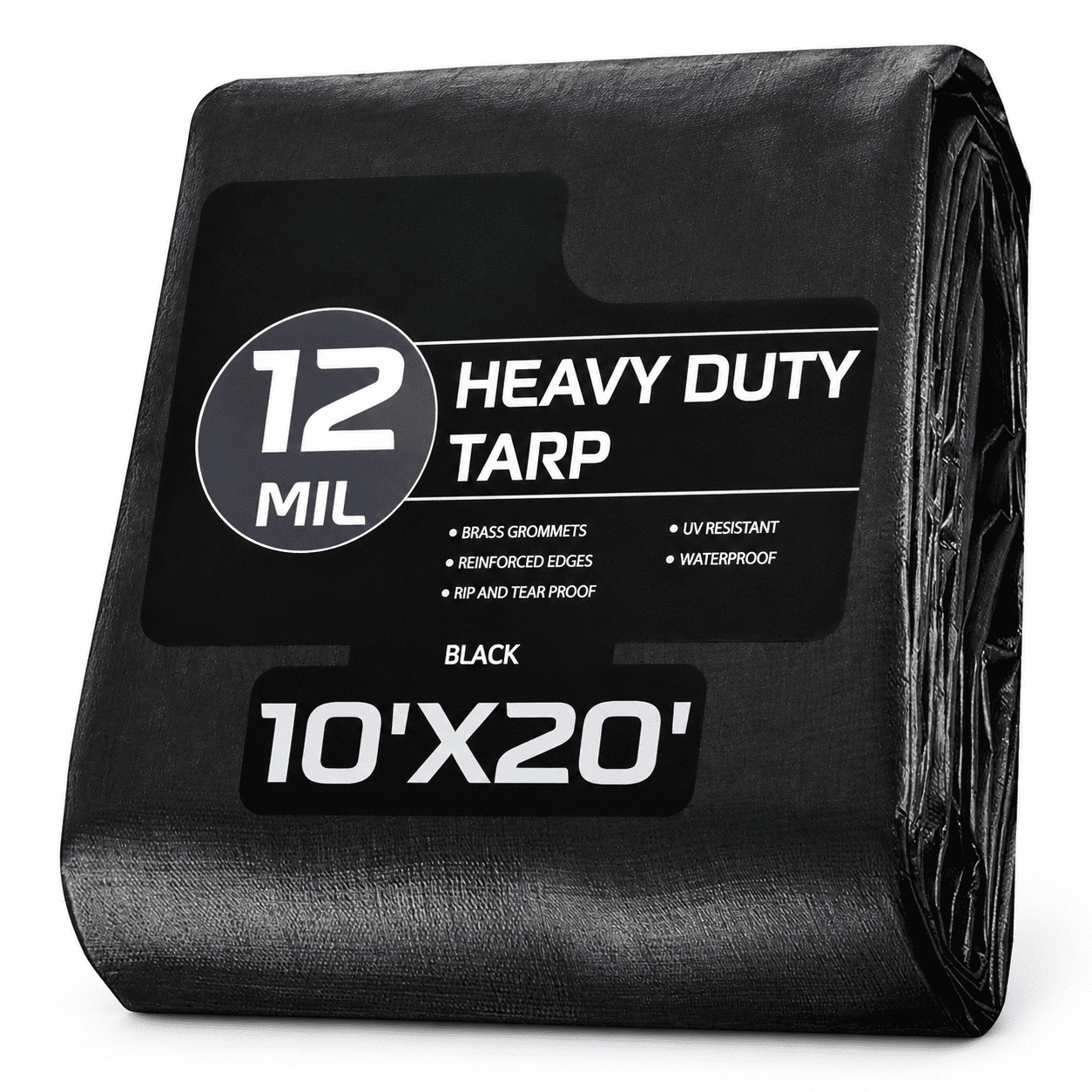 Tarp 10x20 Feet 12 Mil Large Tarps Heavy Duty Waterproof Black