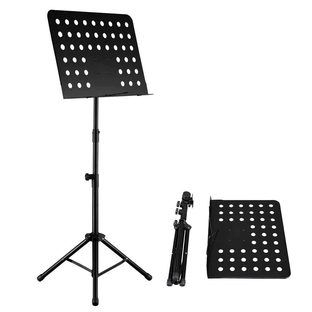 Kepooman 2 in 1 Dual Use Extra Stable Reinforced Folding Sheet Music Lightweight Portable Adjustable Stand & Desktop Book Stand, Black