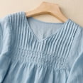 thumbnail image 4 of Women Short Sleeve Tees Cotton Linen Style V Neck Loose Embroidered Short Sleeve T Shirt Tops All Occasion Wear, 4 of 4