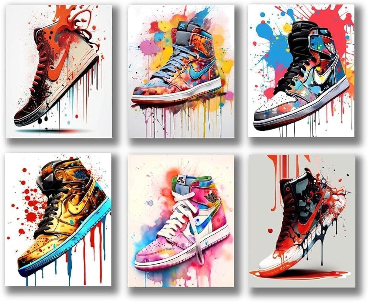 Hypebeast Sneaker Poster – Unframed Set of 6 (8 x 10 Inch) – AJ