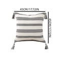 thumbnail image 2 of Bomd Boho Outdoor Couch Throw Pillow Covers , Decorative Thick Woven Striped Accent Neutral Pillow Covers with Tassels for Bed Sofa Home Decor, 17.7x17.7 Inch, Black and Cream White, 2 of 7