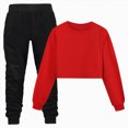 thumbnail image 2 of Gibobby Girls Outfits 2 Piece Crew Neck Short Sleeve Patchwork Tops And Skirts Set Breathable Sprotswear Summer Girls Clothes Set(8-10 Years,Red), 2 of 6