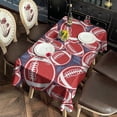 thumbnail image 6 of Red Footballs on Blue Pattern Rectangle Tablecloth 60"x120",Waterproof Polyester Rectangle Table Cloth, Wipeable Spillproof Polyester Tablecloth for Dining, Camping, Indoor and Outdoor, 6 of 6