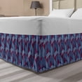 thumbnail image 1 of Abstract Bed Skirt, Rhythmic Stripes Triangles Dots Geometric Arrangement Pattern, Elastic Bedskirt Dust Ruffle Wrap Around for Bedding Decor, 4 Sizes, Night Blue Vermilion, by Ambesonne, 1 of 2