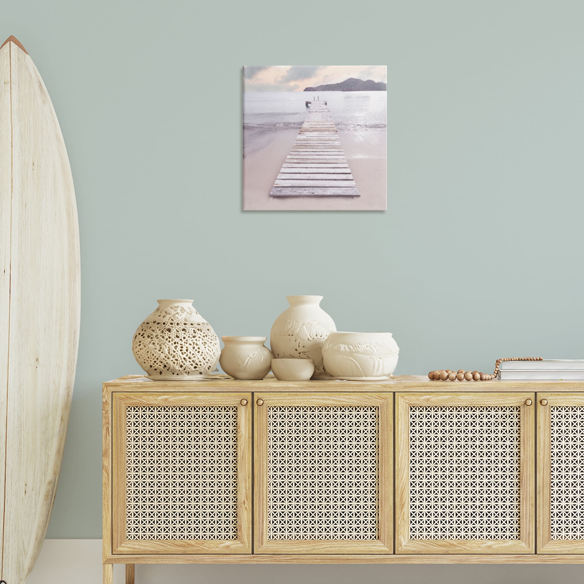 Stupell Industries Zen Beach Dock Landscape Painting Gallery Wrapped Canvas Art Print Wall Art, 24 x 24