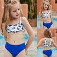 thumbnail image 2 of Kids Girls Summer Bathing Beach Suits Holiday Off Shoulder Strap Swimsuit 2 Pieces Cartoon Print Bikini Swimwear Set Spring Swimsuits For Kid 130, 2 of 7