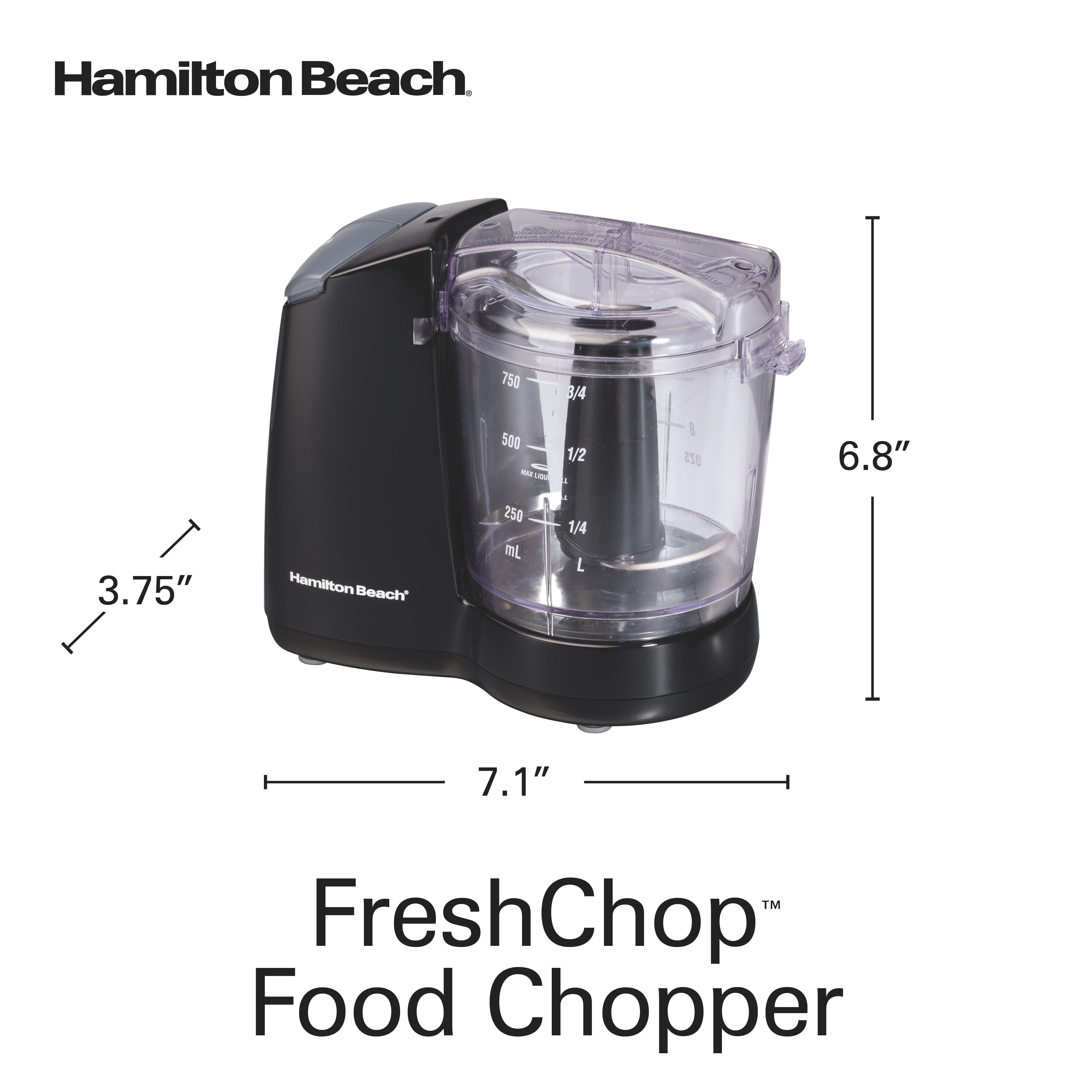 Hamilton Beach 3 Cup FreshChop Mini Food Chopper, Black, 72603