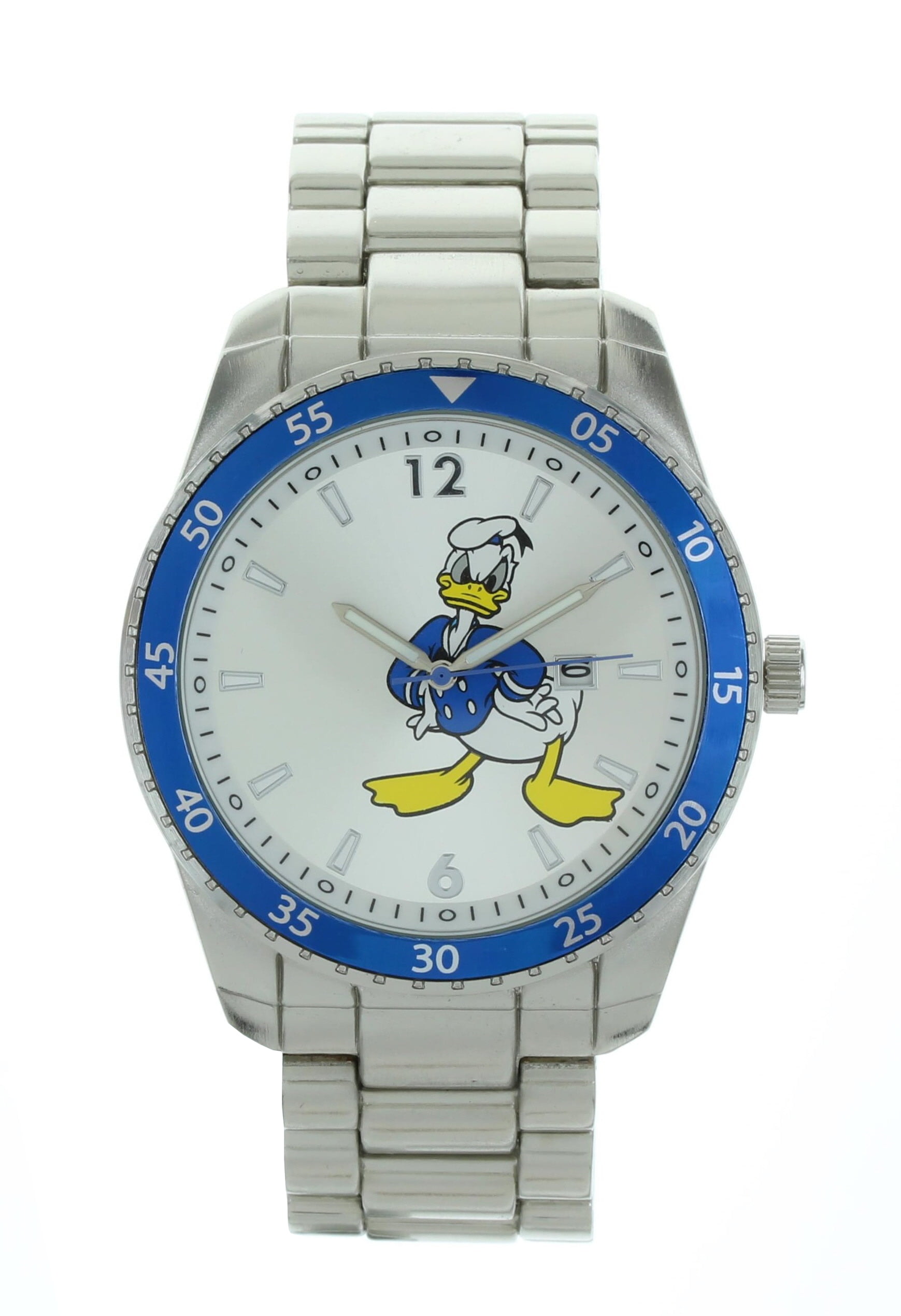 Men's Disney Donald Duck Silver Dial Metal Strap Watch With