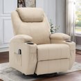 thumbnail image 1 of Lnsenfin Manual Swivel Rocker Recliner Chair with Massage Faux Leather for Living Room,Beige, 1 of 7