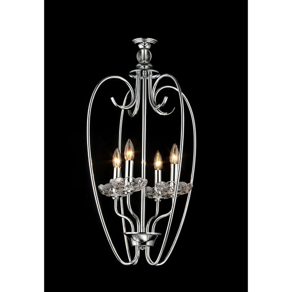 Warehouse of Tiffany Quarree 4-Light Glass 16-inch Chrome Chandelier