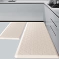 thumbnail image 1 of Juego de 2 Tapete para Cocina, Antifatiga y Acolchonados con Base Antideslizante Estriada, Alfombras Impermeables y Ergonómicas para Estar de Pie,Tapete Baño (44x75cm + 44x150cm,Beige), 1 of 7