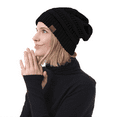 thumbnail image 2 of American Trends Beanies Warm Winter Beanie for Women Knit Hats for Women Thick Soft Hat Slouchy Cap Winter Hat for Women Black, 2 of 5