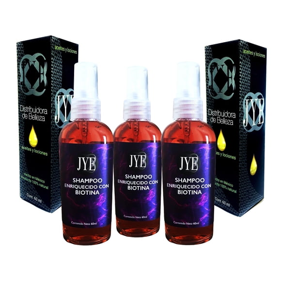 3 Botellas de Shampoo de Biotina JYE Natural