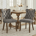 thumbnail image 6 of Tcbosik Dining Chairs Set of 2, Velvet Fabric Upholstered Kitchen Chair with Button Tufted Back & Solid Wood Legs for Living Room, Gray, 6 of 11