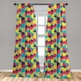 thumbnail image 5 of Ambesonne Colorful Curtains, Mosaic Trapezoid Art, Pair of 28"x95", Multicolor, 5 of 5