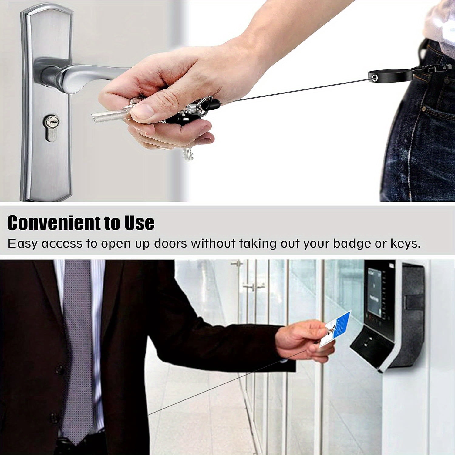 2 PACK Duty Retractable ID Badge Holder Key Reel with Adjustable Neck Lanyard, ID Badge Strap, 2 Pen Holders and Lobster Clip, Hold Up to 15 Keys