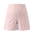 thumbnail image 4 of Women Maternity Shorts Soft Loose High Waist Drawstring Pants Summer Casual Lightweight Pregnancy Trousers Pink M, 4 of 7