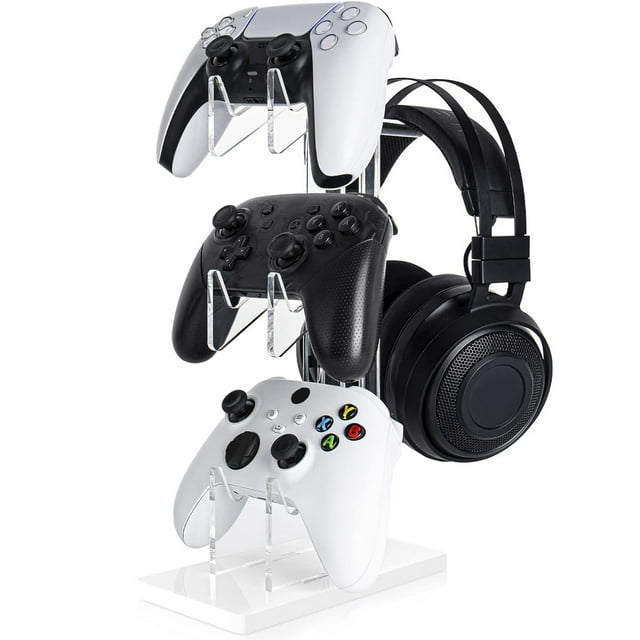 3 Tier Controller Stand and Headset Stand for Xbox One X/Switch/PS4/PS5/PC, Controller Holder Gaming Accessories