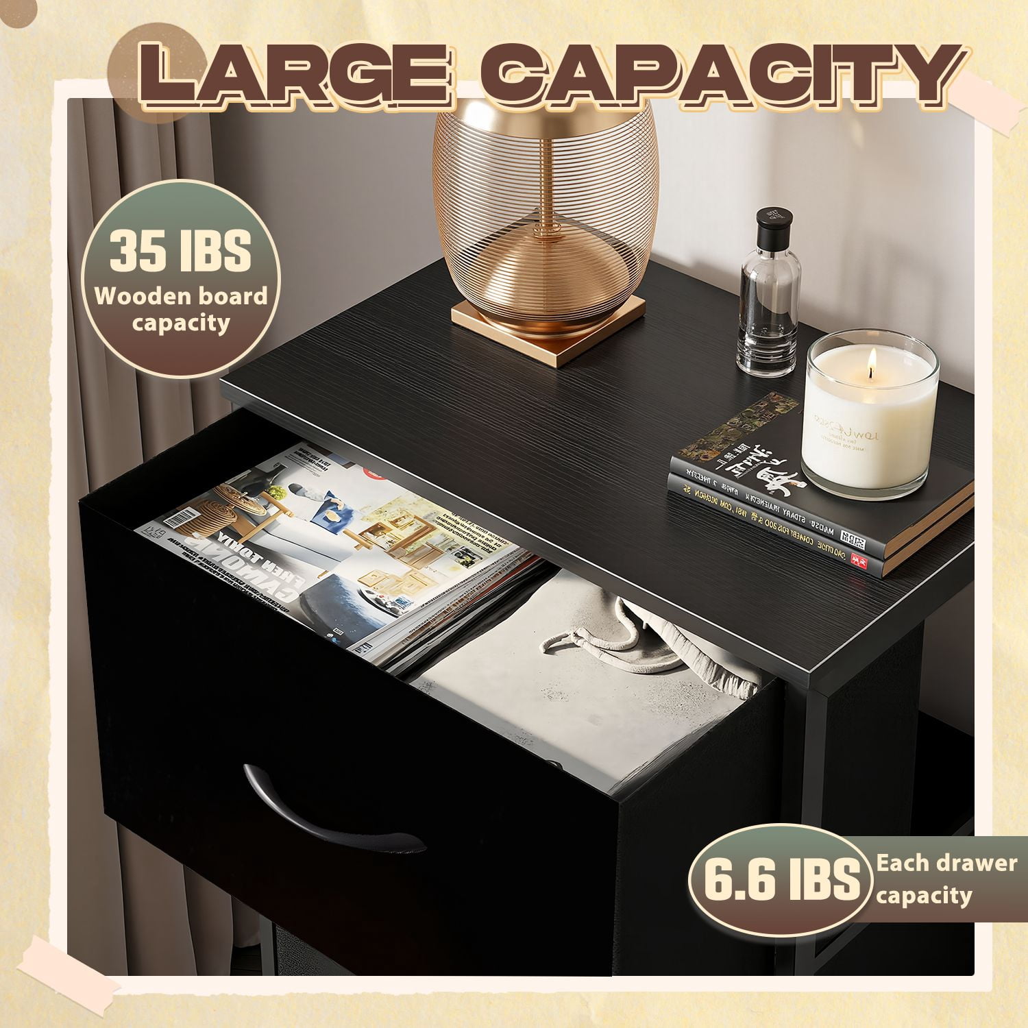 Gothic Dresser for Bedroom with 4 Storage Drawers Mantis Pink Peony Flowers Dark Floral wildlife Dressers Chest of Drawers Steel Framed Fabric Closet Organizers for Dorm Entryway