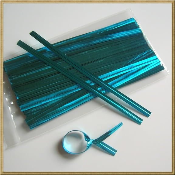 1000pcs 4" BLUE LIGHT metallic twist ties foil twist ties