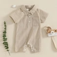 thumbnail image 5 of Hrsba Kids Casual Jumpsuit Rompers, KidsRompers For 0-12 Month Boys Stylish Casual Short Sleeve Collared Romper With Pocket And Plaid Print, 5 of 5