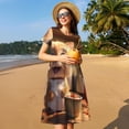 thumbnail image 4 of Balery Cartoon Cooking Cat Vestidos sueltos de manga corta para mujer, vestidos de verano 2025, vestidos casuales de corte A con vuelo., 4 of 6