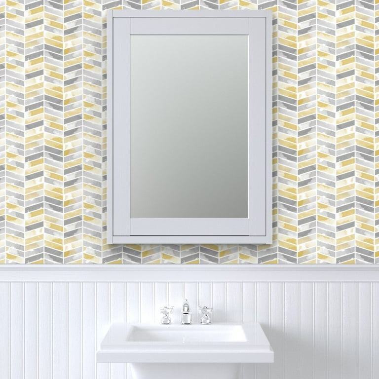 Yellow And Grey Chevron Wallpaper