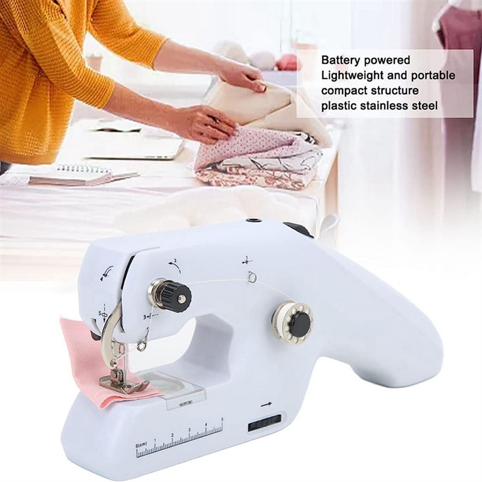 Automatic Handheld Sewing Machine, Mini Portable Sewing Machine Cordless Sewing Machine for Adult DIY Home Sewing Tool C,1 x host,White